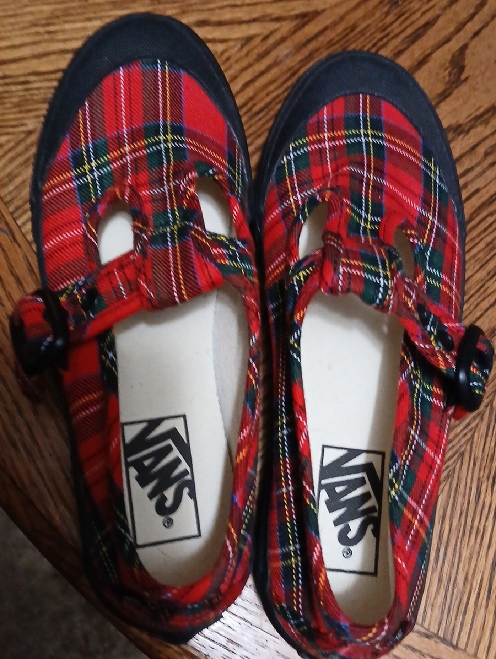 Vans Red Plaid Mary Jane Sneakers,womens Sz.6